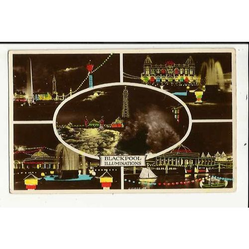 Lancashire BLACKPOOL ILLUMINATIONS Multi-View Postcard by Valentine