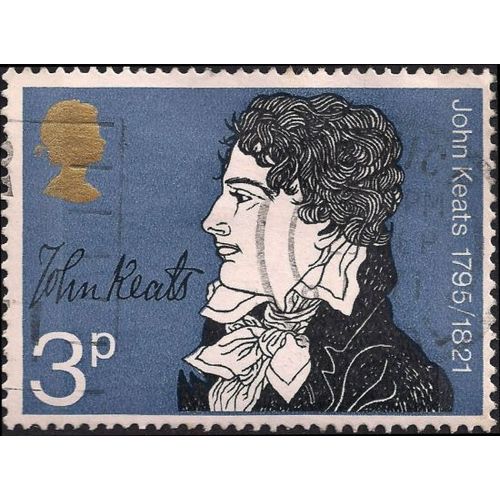 GB, John Keats, 150 years, blue 1971, 3p, #2