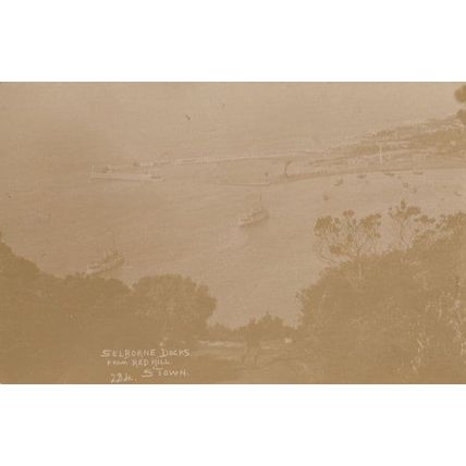 Selborne Docks from Red Hill Antique Real Photo Hampshire Boat Postcard