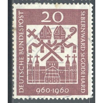 Germany 1960 - SG1252 - 20pf vermillion & red - Hildesheim Cathedral - used 3