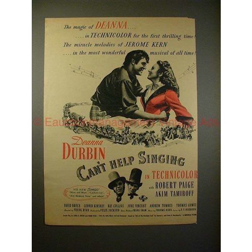 1945 Can't Help Singing Movie Ad, Deanna Durbin, Paige!