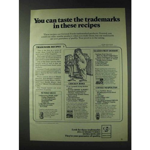 1978 General Foods Ad - Sundae Sauce, Chicken Roma