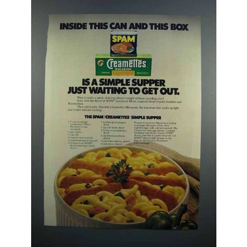 1983 Hormel SPAM & Creamettes Macaroni Ad