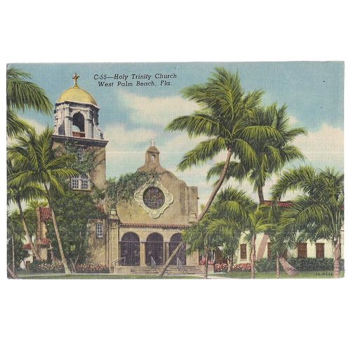 HOLY TRINITY CHURCH, WEST PALM BEACH, FLORIDA, USA unused vintage postcard /