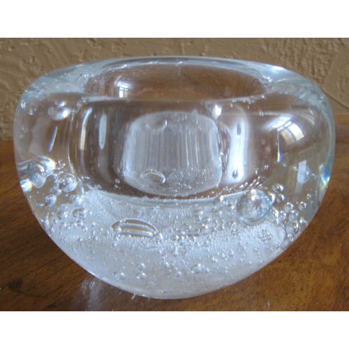 Round, Unique Solid Glass Candle Holder for wide-base candle