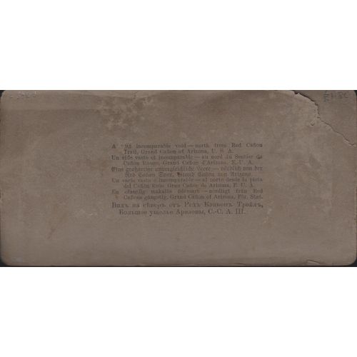 Red Canyon Trail, Grand Canyon, Arizona – Underwood Antique Stereoview Card