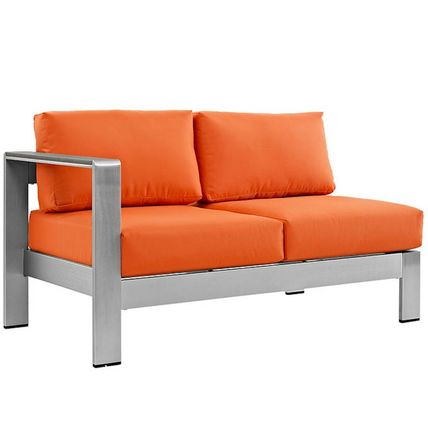 4 Piece Outdoor Patio Aluminum Sectional Sofa Sectional Beige Blue Orange Gray
