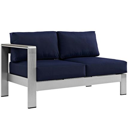 4 Piece Outdoor Patio Aluminum Sectional Sofa Sectional Beige Blue Orange Gray