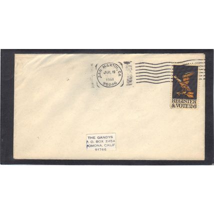 Cover 1344 6c Register & Vote (No Cachet-Label/A) CV41457