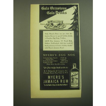 1945 Myers's Jamaica Rum Ad - Gala Occasions Gala Drinks