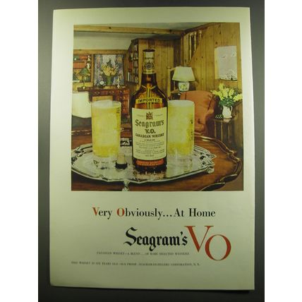 1949 Seagram's V.O. Whisky Ad - Very Obviously.. At Home