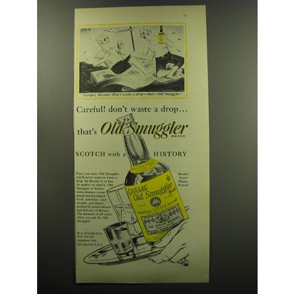 1949 Old Smuggler Scotch Ad - Cartoon by Richard Taylor - Careful, Horatio!