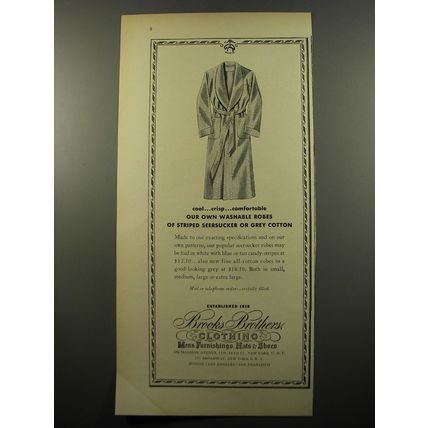1950 Brooks Brothers Robes Advertisement - cool.. crisp.. comfortable