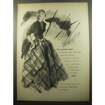 1950 Lord & Taylor Hostess Coat Ad - The quilted Cloud