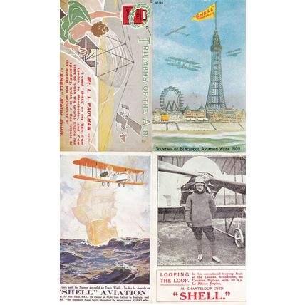 Shell Garage Petrol Gliders Plane Aircraft Pilot 4x Advertising Postcard s