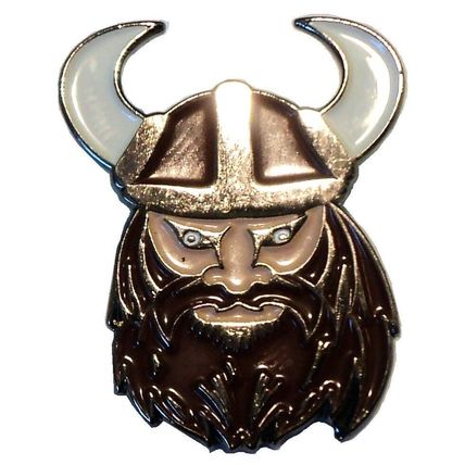Viking Raider In Helmet Norse Scandinavia Metal Enamel Badge 25mm NEW