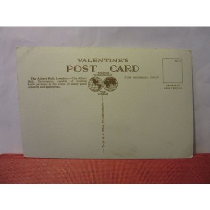 ALBERT HALL, LONDON vintage unused postcard by Valentine dated 1936 #
