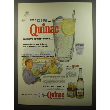 1953 Canada Dry Quinac Ad - This is gin and Quinac