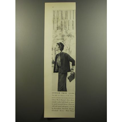 1953 Bonwit Teller Fashion Advertisement - Junior Trio