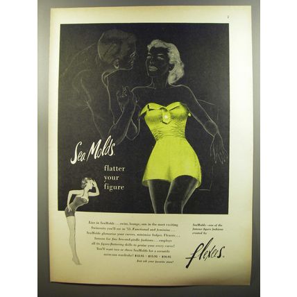1953 Flexees SeaMolds Swimsuit Ad - SeaMolds flatter your figure