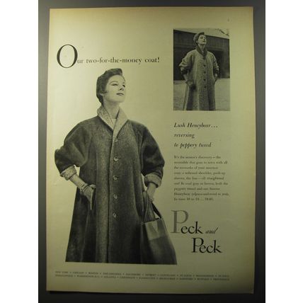 1953 Peck and Peck Coat Ad - Our two-for-the-money coat!