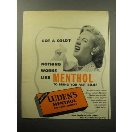 1957 Luden's Menthol Cough Drops Advertisement - Got a cold?