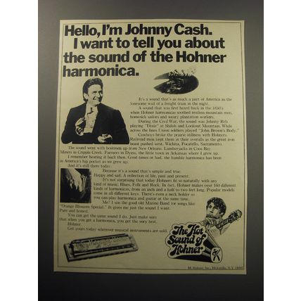 1970 Hohner Harmonica Ad - Hello, I'm Johnny Cash. I want to tell you about