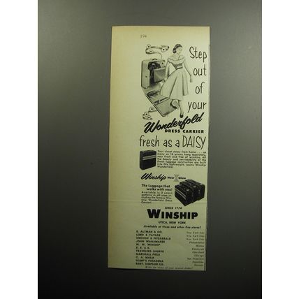 1956 Winship Luggage Ad - Step out of your Wonderfold Dress Carrier fresh