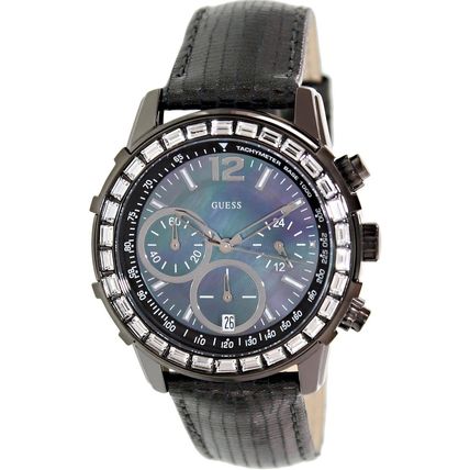 New Guess Swarovski Crystal Chronograph Black Chronograph Watch U0017L3 $150