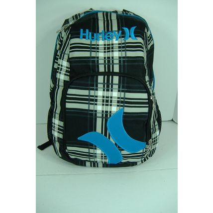 New Mens Hurley Blue Plaid Backpack School Skateboard Book Bag LAST UNITS