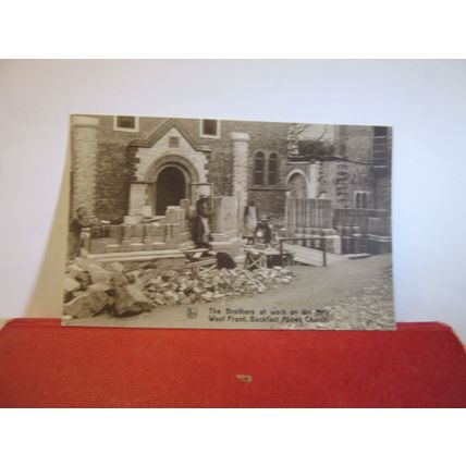 WORK ON NEW WEST FRONT BUCKFAST ABBEY, DEVON unused postcard. by Ern =