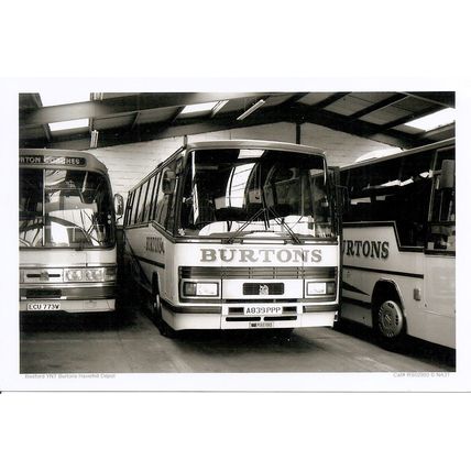 Black & White Photo of Burton Coaches (Haverhill) Ltd. - A839 PPP ex. Armchair