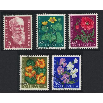 Switzerland Flowers 5v Pro Juventute 1959 1959 Canc SG#J177-J181 Sc#B287-B291