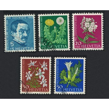 Switzerland Flowers 5v Pro Juventute 1960 1960 Canc SG#J182-J186 Sc#B298-B302