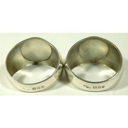 Pair Sampson Mordan & Co Solid Sterling Silver Serviette Napkin Signet Rings