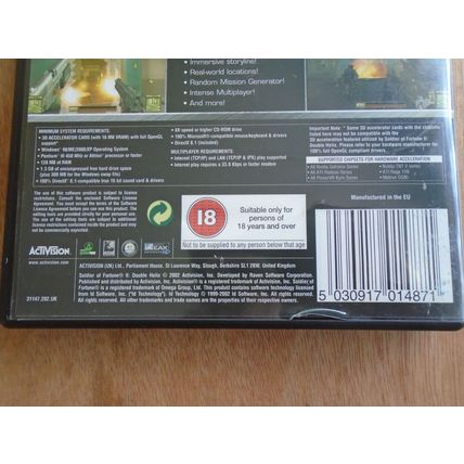 Soldier Of Fortune II Double Helix PC CD