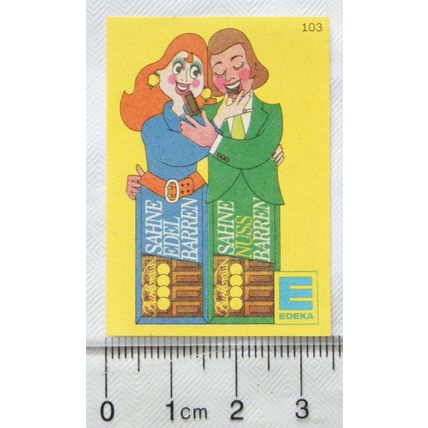 vintage West Germany Matchbox Label - Edeka - Sahne Edel Barren