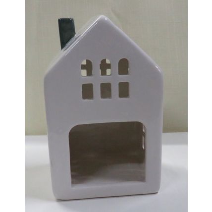 White Roof Tealight Holder with a Teal Coloured Chimney Meadow House
