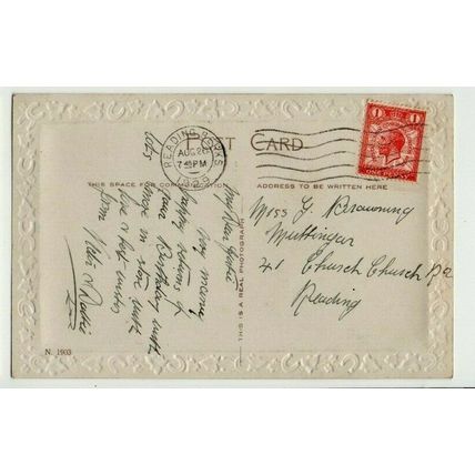 Best Wishes for my Sister's Birthday Flowers + READING 1929 postmark on PUC 1d