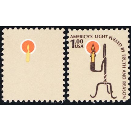 1610a, MNH $1 Candle - Brown Color Omitted Error With Normal - Stuart Katz