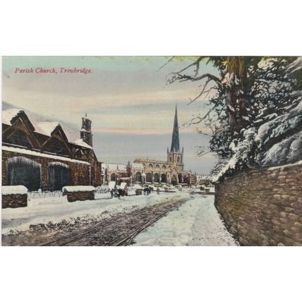 EC225 TROWBRIDGE PARISH CHURCH. COLOURED PRINTED POSTCARD