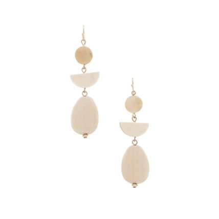 New Geometric Wood Bead Dangle Earrings