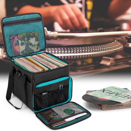 Lodrid Vinyl Record Carrying Bag with Bottom Padded Pad, Album Storage Case with