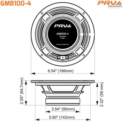 PRV AUDIO 6.5 Inch Car Speakers 200 Watts 4 Ohm, 6MB100-4 Factory Replacement Ca