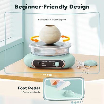 Alldeer Mini Pottery Wheel Kit - 4.7" Turntable Electric Clay Wheel with Foot Pe
