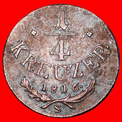 Ⰶ SLOVAKIA:AUSTRIA★1/4 KREUZER 1816S! FRANCIS I (1804-1835)★LOW START★NO RESERVE
