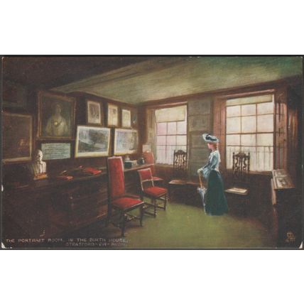 Portrait Room in the Birth House, Stratford-on-Avon, c.1910 - Tuck's Oilette PC