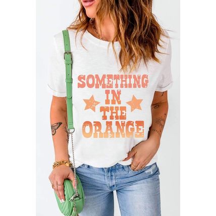 White SOMETHING IN THE ORANGE Graphic Crew Neck T Shirt