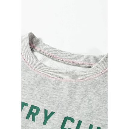 Light Grey COUNTRY CLUB PICKLEBALL Graphic Exposed Stitching Casual Sweatshirt