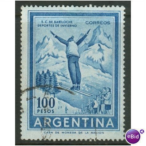 Argentina stamps SG1025 - 1959 - Ski Jumper 100p - 2 used